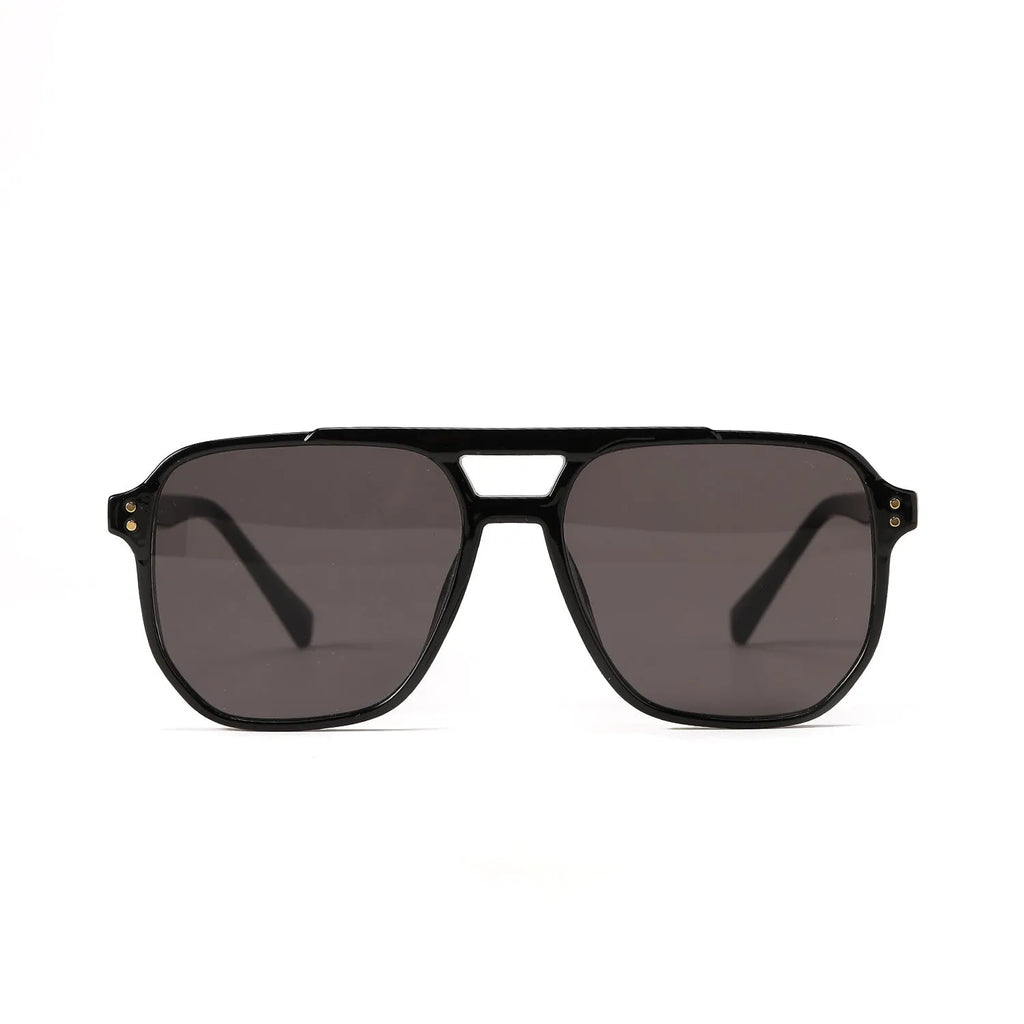 Women's square double beam sunglasses in black framed powder slice colour with UV400 protection