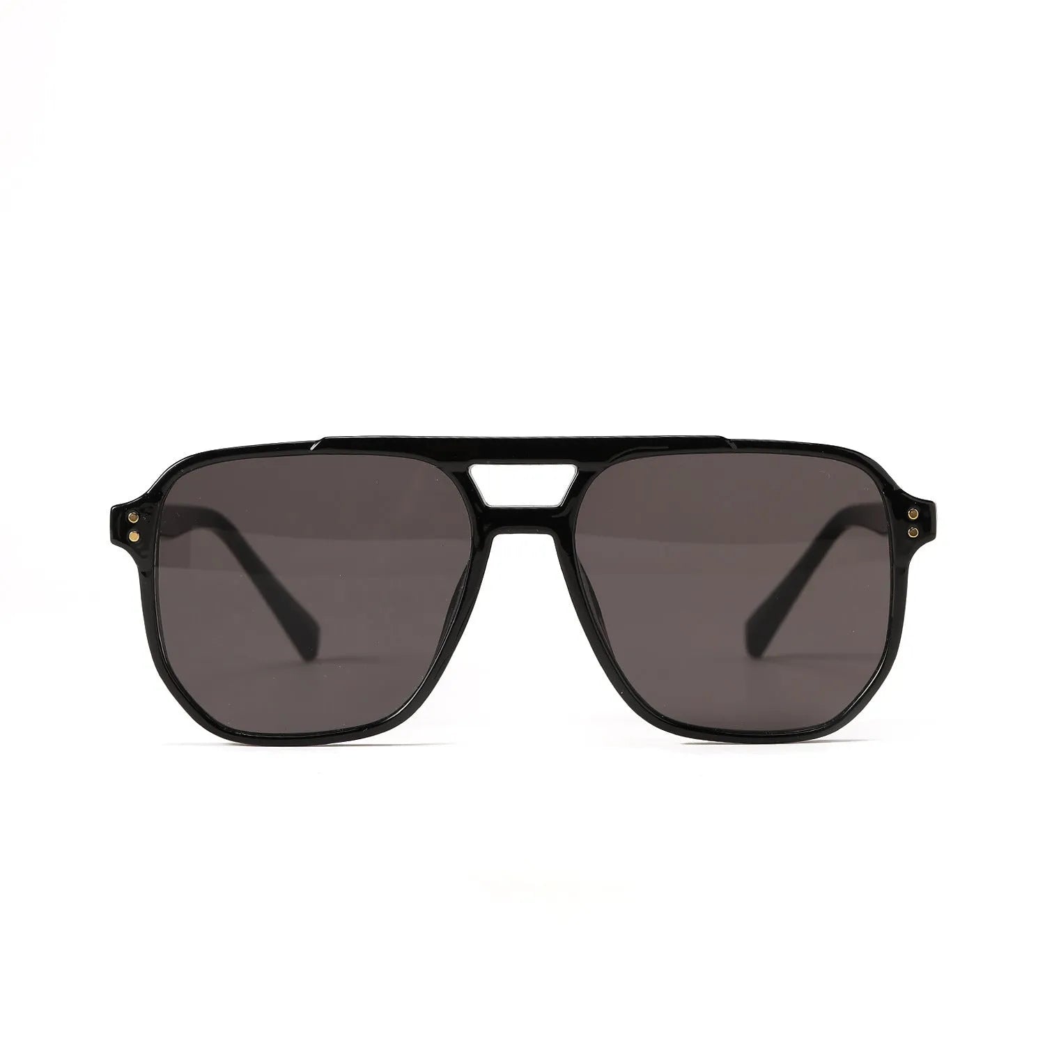 Women's square double beam sunglasses in black framed powder slice colour with UV400 protection