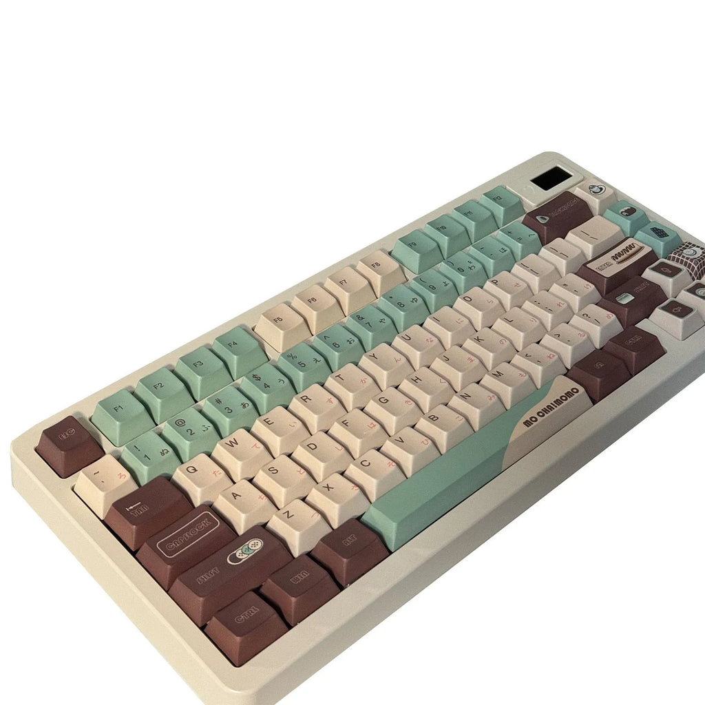 Matcha theme plastic keycap set for mechanical keyboards with five-sided sublimation printing