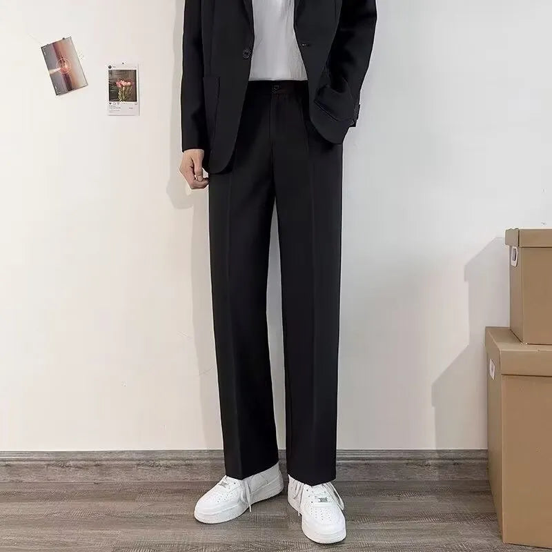 Men's plus size college style suit jacket set with matching trousers, white shirt and tie