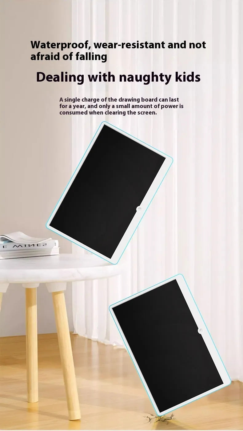 19-inch LCD drawing board with stylus in blue and white colour option for children's creative activities