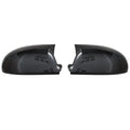 Pair of plastic mirror housings for Volkswagen Sagitar (2006-2011) in black and carbon fibre finishes.