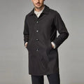 Men's loose fit rabbit fur trench coat in khaki colour with mid-length design