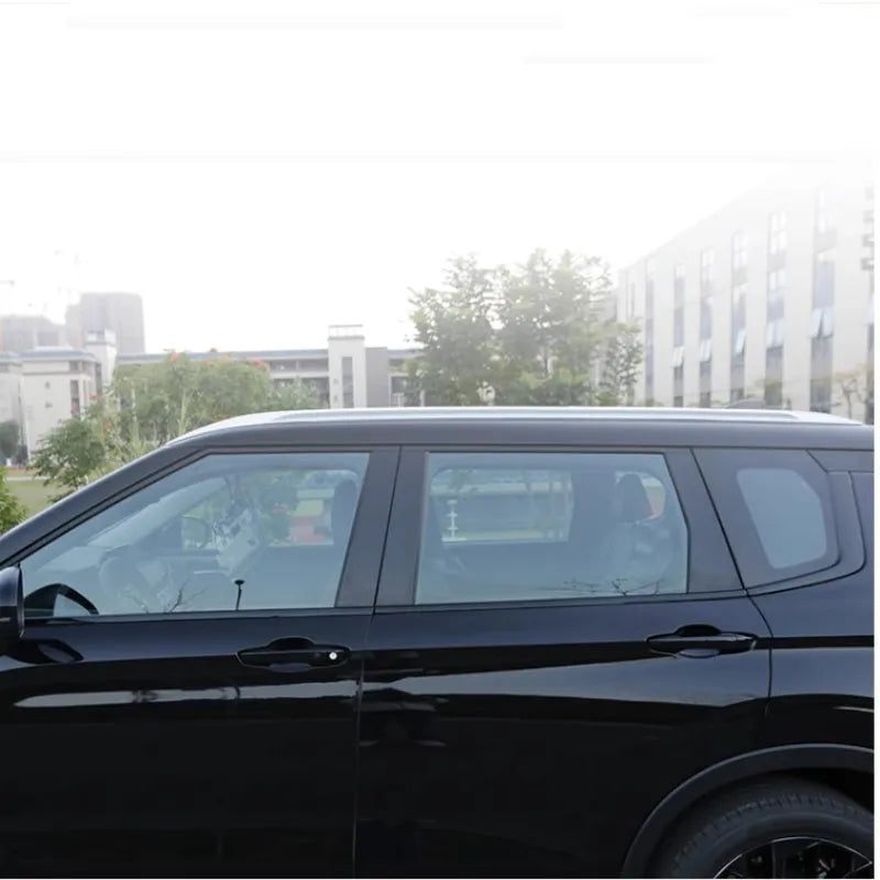 Mitsubishi Outlander pillar protective films in carbon fibre and bright black finishes