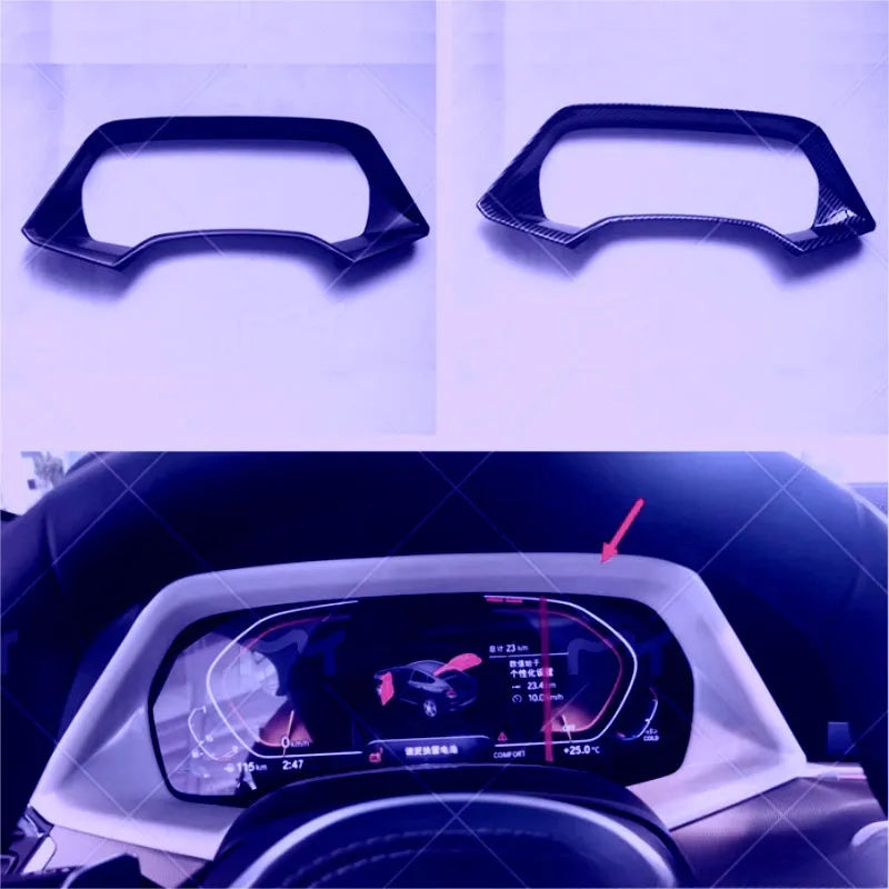 BMW X5L dashboard decorative frame in carbon fibre and peach wood finishes