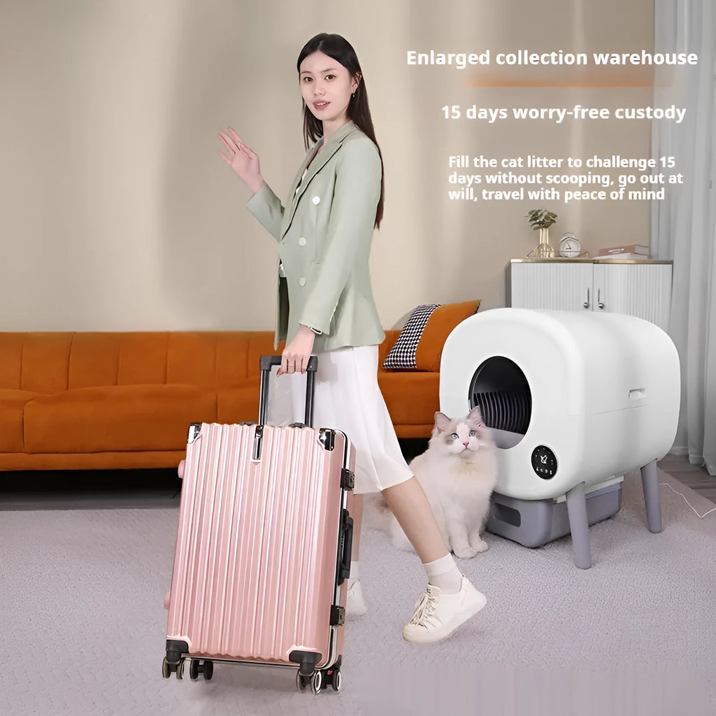 Automatic self-cleaning cat litter box with intelligent sensor system