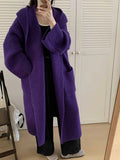 Women's acrylic fibre hooded cardigan coat with 80cm length and raglan sleeves in milky white colour