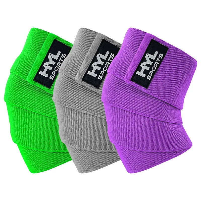 High elastic nylon training bandage knee pads in black for weightlifting and squat exercises free size 160x8cm