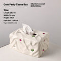 Ceramic tissue box with matte finish in white or silver options for household tissue storage