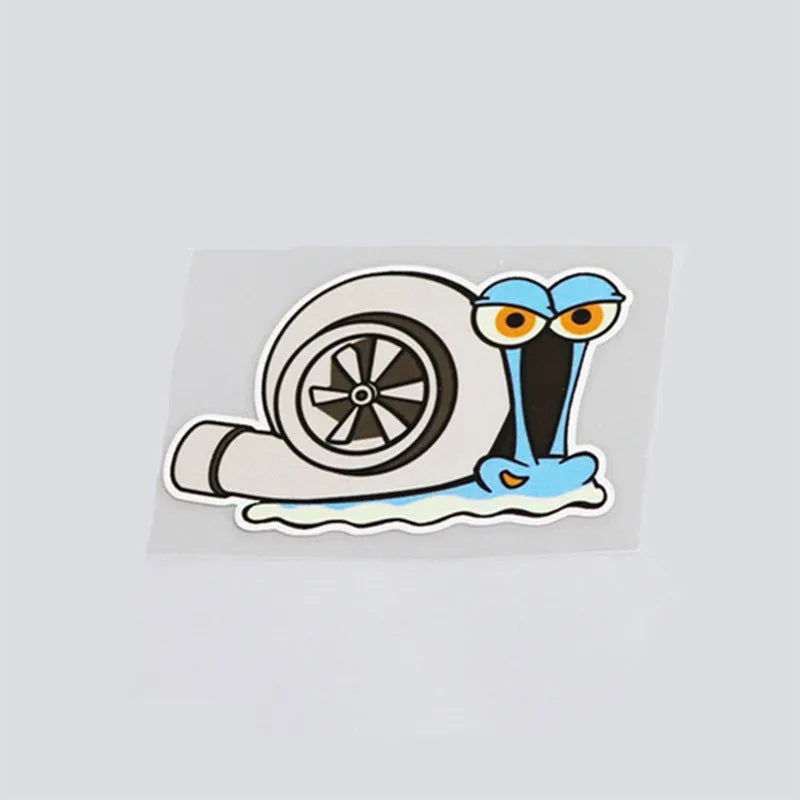Reflective car sticker with cartoon snail design measuring 12x8cm