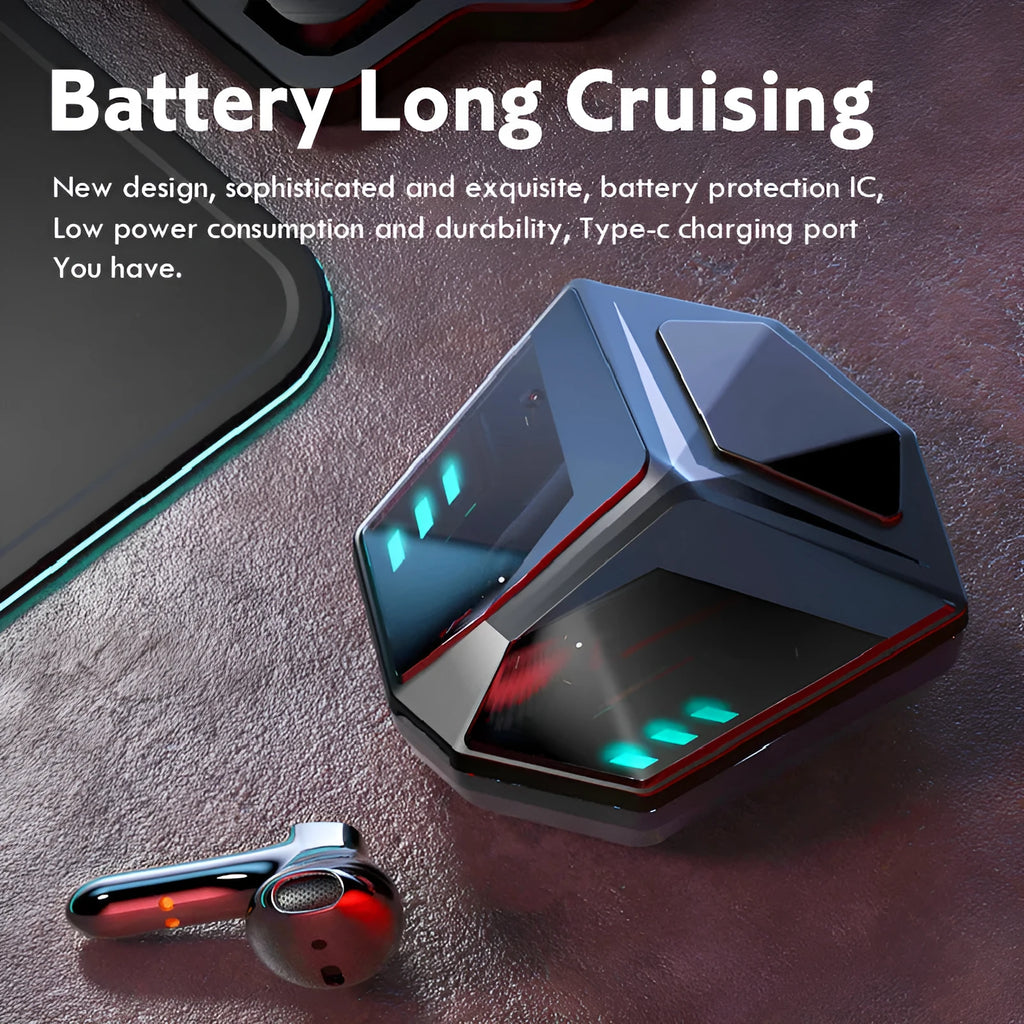 M59 model wireless Bluetooth gaming headset with compact design on a solid background.