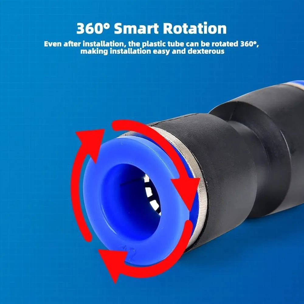 60-piece pneumatic push-in connector set showing R1/4 and R1/2 fittings in alloy plastic construction