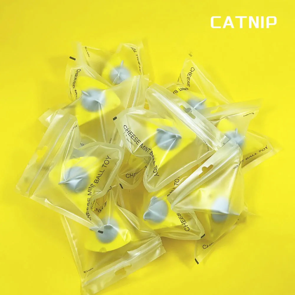 Yellow catnip toy balls with natural catnip and silvervine for cats