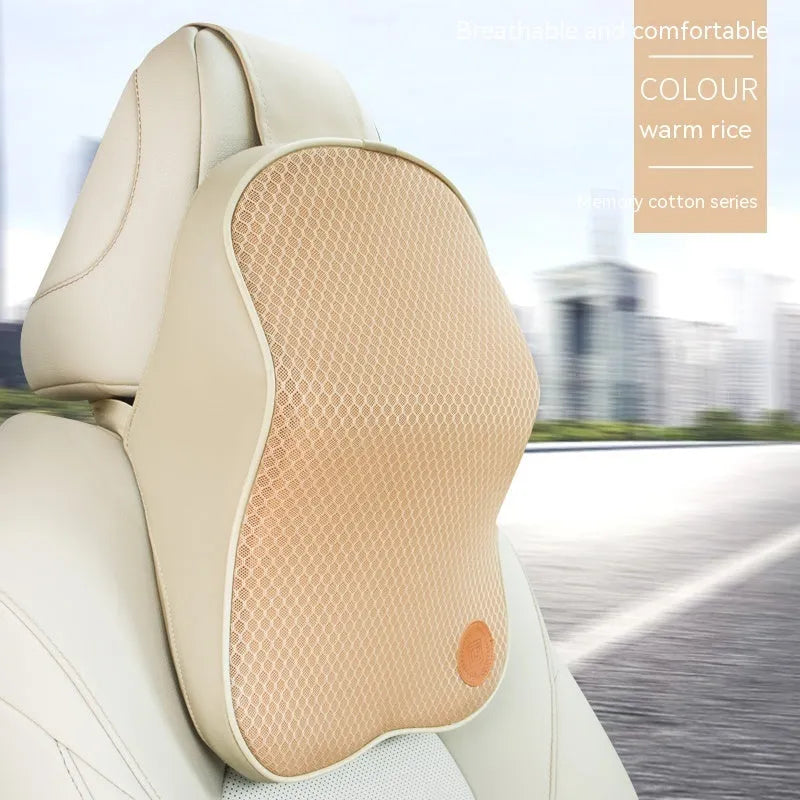 Memory foam car headrest pillow and lumbar support pillow set in a choice of seven colours