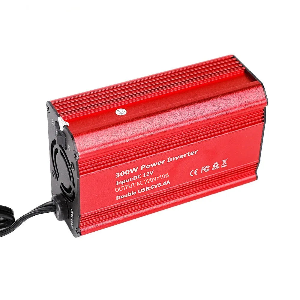 Modified wave car inverter 300W aluminium alloy shell with dual USB ports and indicator light, FM300X series
