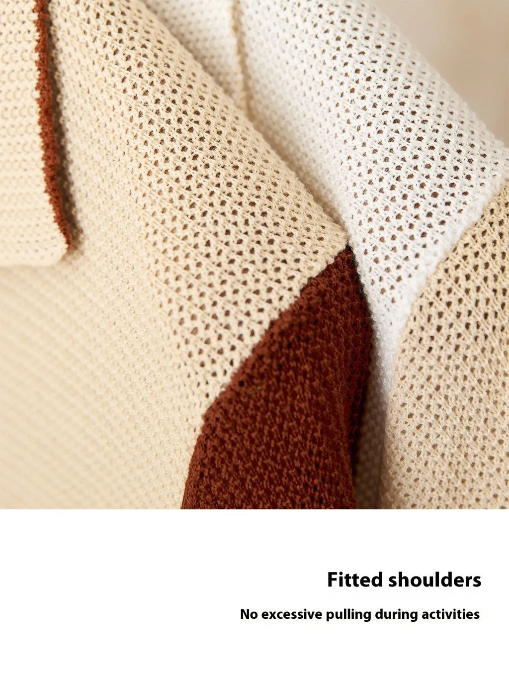 Beige linen-cotton blend short-sleeved cardigan with a lapel collar, laid flat.