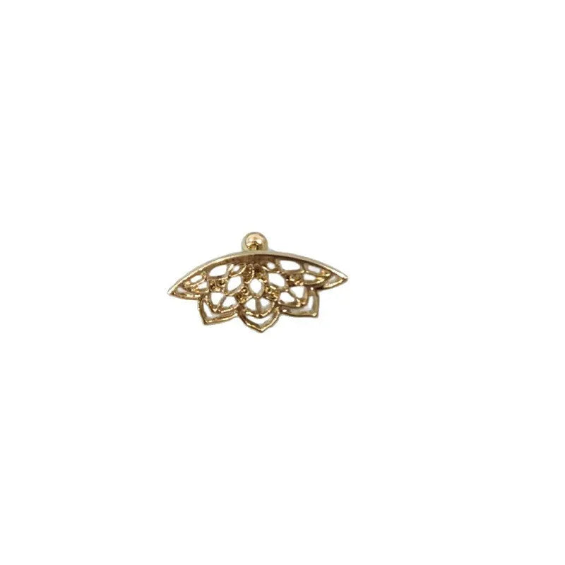 Spider web geometric mesh stud earrings in electroplated gold or silver metal