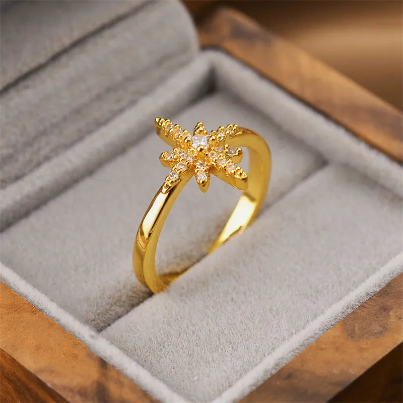 Korean fashion gold open geometric adjustable ring with electroplated finish