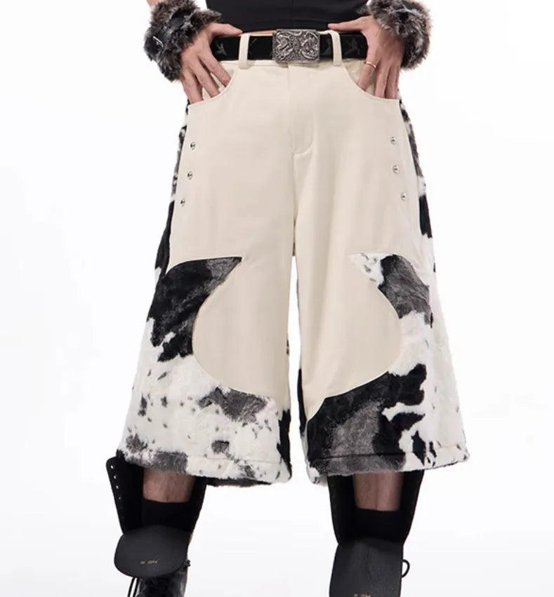 Milk fibre fur cropped pants with personalised pattern options in sizes S M L XL