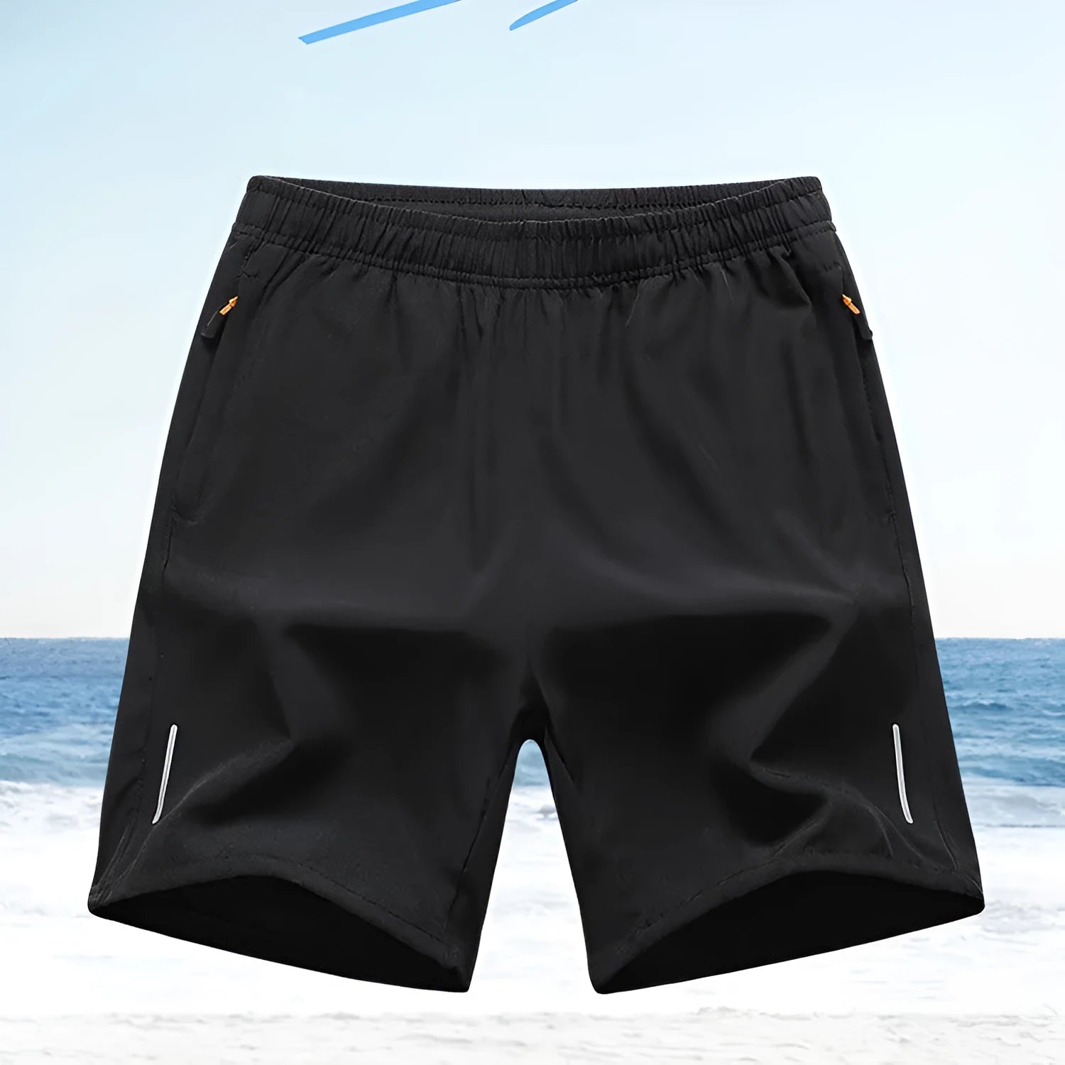 European size men's polyester athletic shorts in black straight-leg design summer fitness