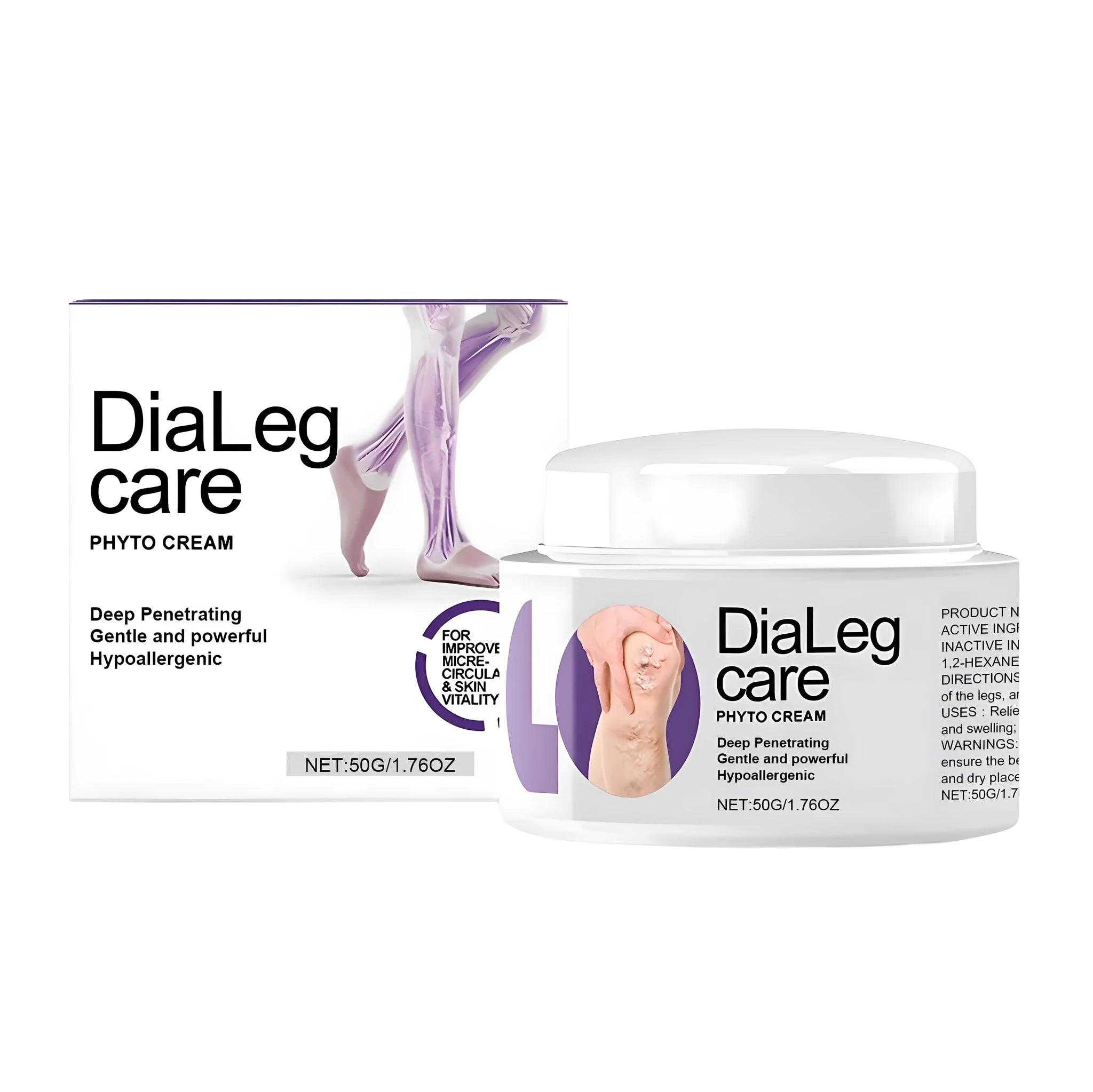 50g varicose vein care cream jar with mint and shea butter formulation for topical application