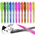 Pack of heat-erasable gel pens with plastic casings and stainless steel nibs in 0.5mm or 0.7mm sizes