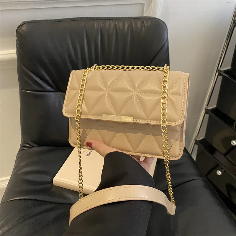 Women's casual retro PU messenger bag in horizontal square shape with decorative stitching