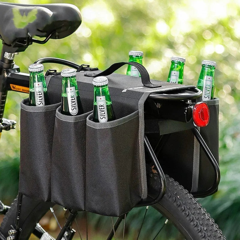 Bicycle double-sided drink bag with 2L capacity in black, blue orange, or orange colour options