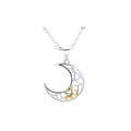 Sun and moon couple necklace with electroplated copper pendants on cross chain