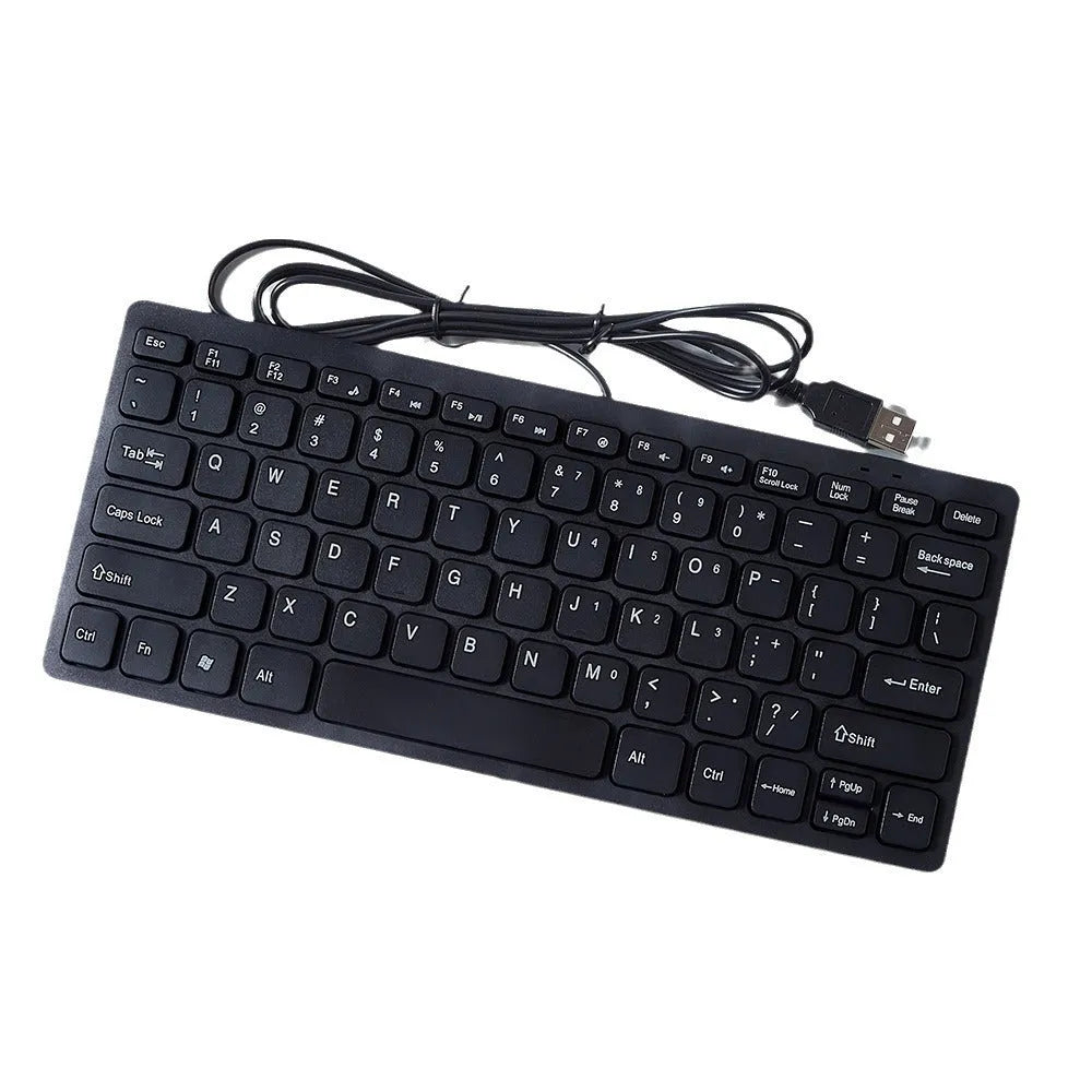 Mini USB wired keyboard in black, white, pink or blue colours with noiseless keys