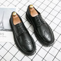 Men's black and brown artificial PU brogue shoes with round toe for business wear