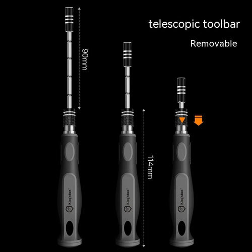 32 in 1 screwdriver set with 30 bits in compact plastic case measuring 130 x 75 x 37 mm