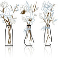 Three-piece set of modern metal flowers wall art with alloy construction in farmhouse style