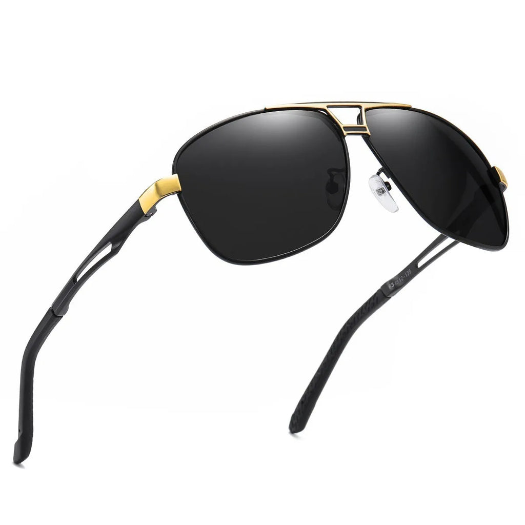 Men's orange red aviator sunglasses with polarised HD TAC lenses and a metal frame
