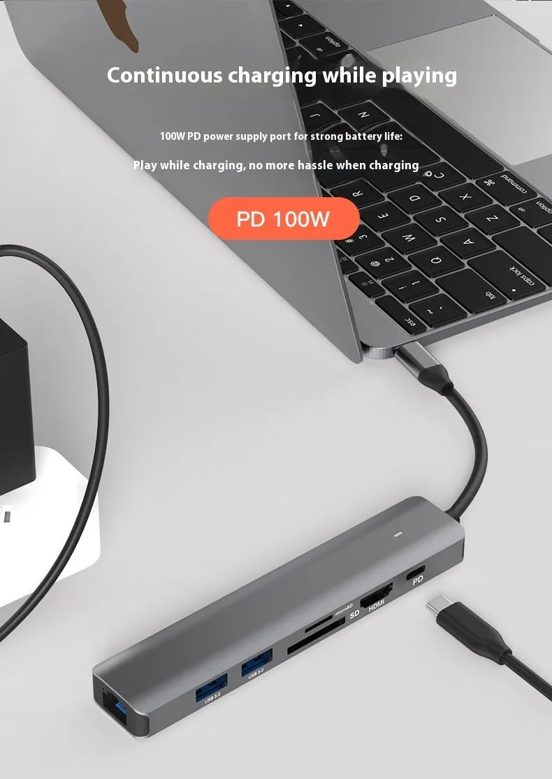 7-in-1 USB-C computer hub with card reader slots and custom logo printing option