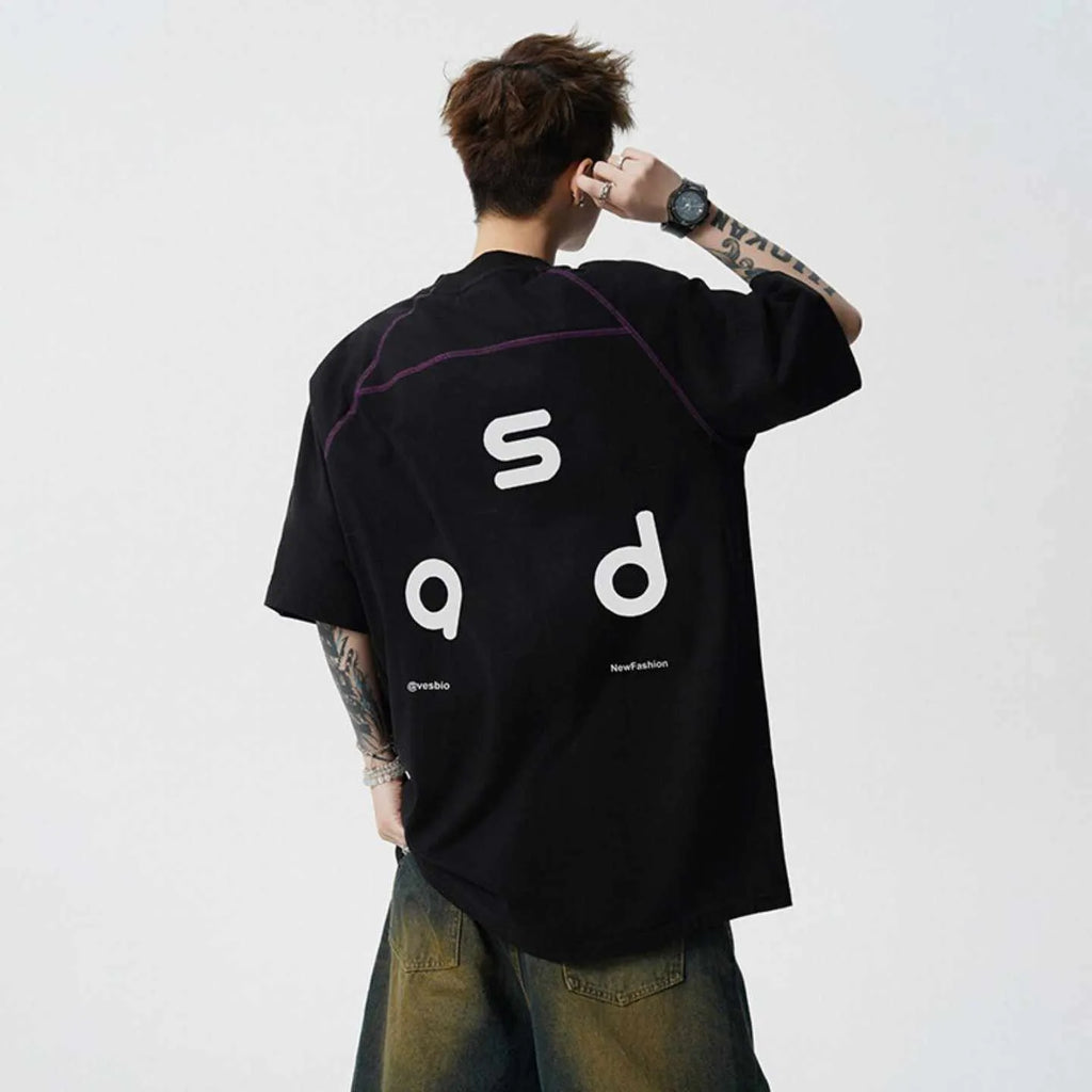 Men's cotton short sleeve t-shirt with letter print design in loose fit