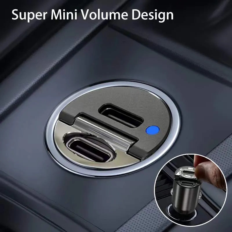 Mini black car cigarette lighter charger with PD QC 30W fast charging