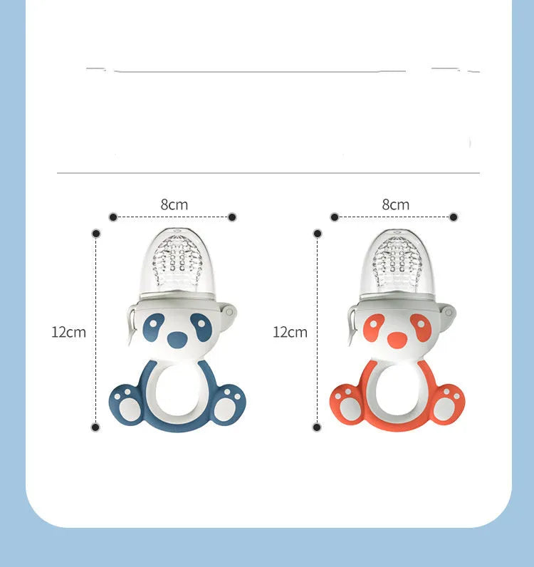 Baby food feeder with silicone tip in Quiet Blue colour on white background