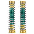 Brass garden hose connector with visible spiral spring, 15 cm long with 3/4 inch threaded fittings