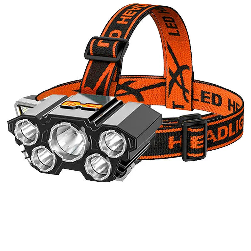 Head-mounted LED miner's lamp with 10W power output and 2400mAh battery capacity