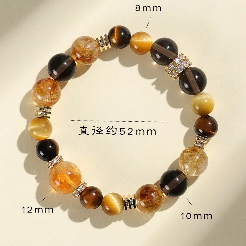 Women's natural yellow tower artificial crystal bracelet with 10mm string beads