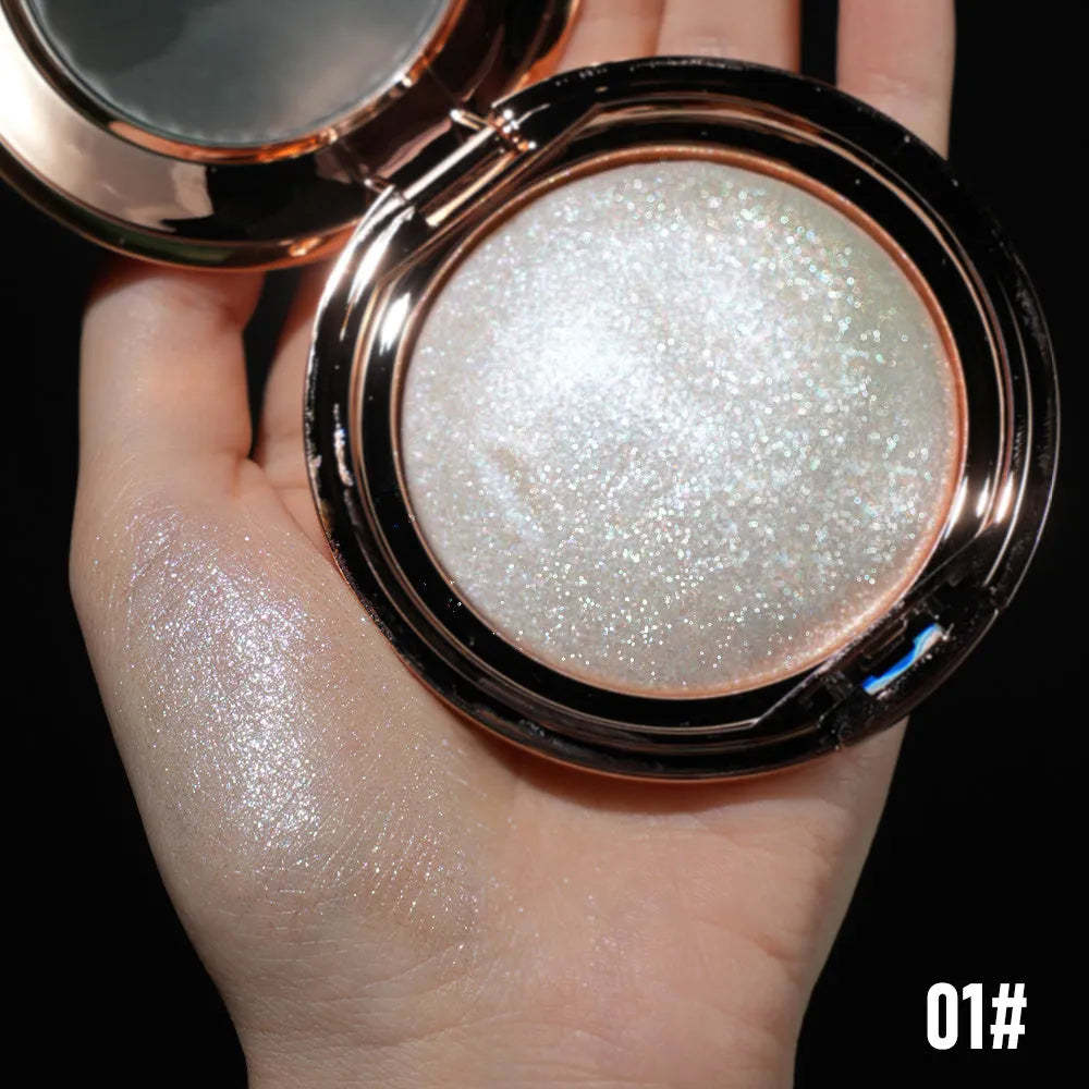 Jar of C-F019 Shining High Gloss 4D nail art glitter powder with sparkling particles.