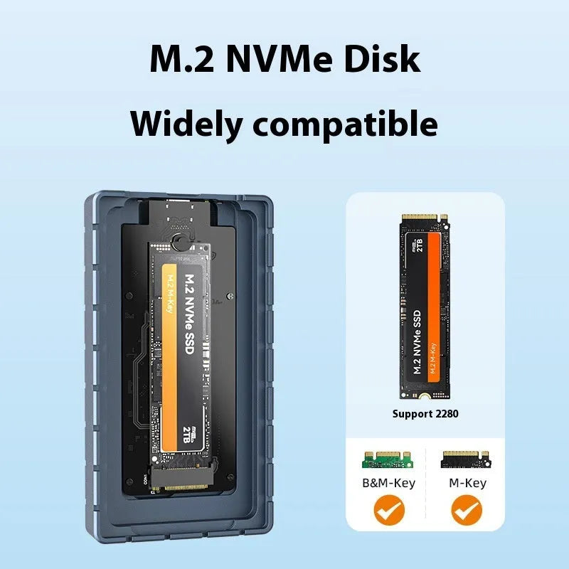 USB4 aluminium hard disk enclosure for M.2 NVMe SSDs measuring 50x118x13mm