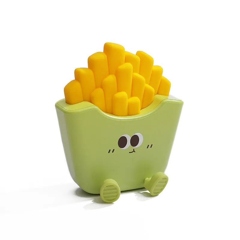 Creative cute French fries night light rechargeable lamp with three brightness levels, red green pink, 97x38x110mm