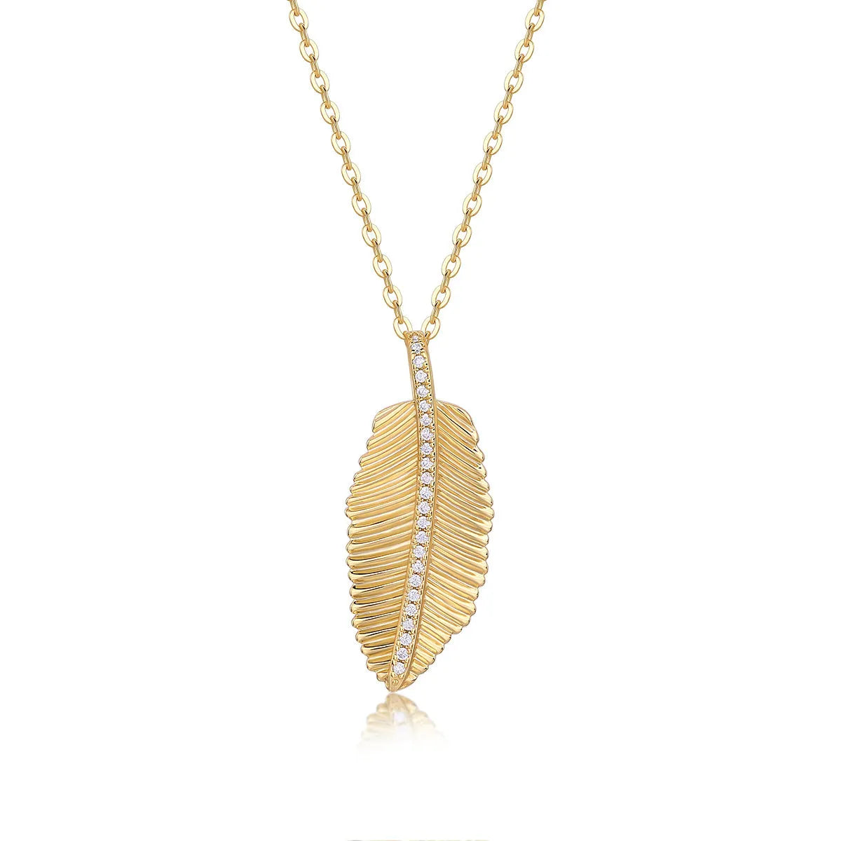S925 silver moissanite gold leaf pendant necklace with snake chain and adjustable 40+5 cm length