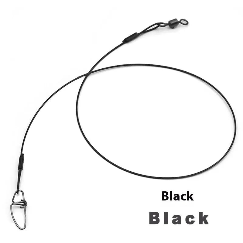 54cm steel wire fishing accessory with double buckle pin in green, black and red colours