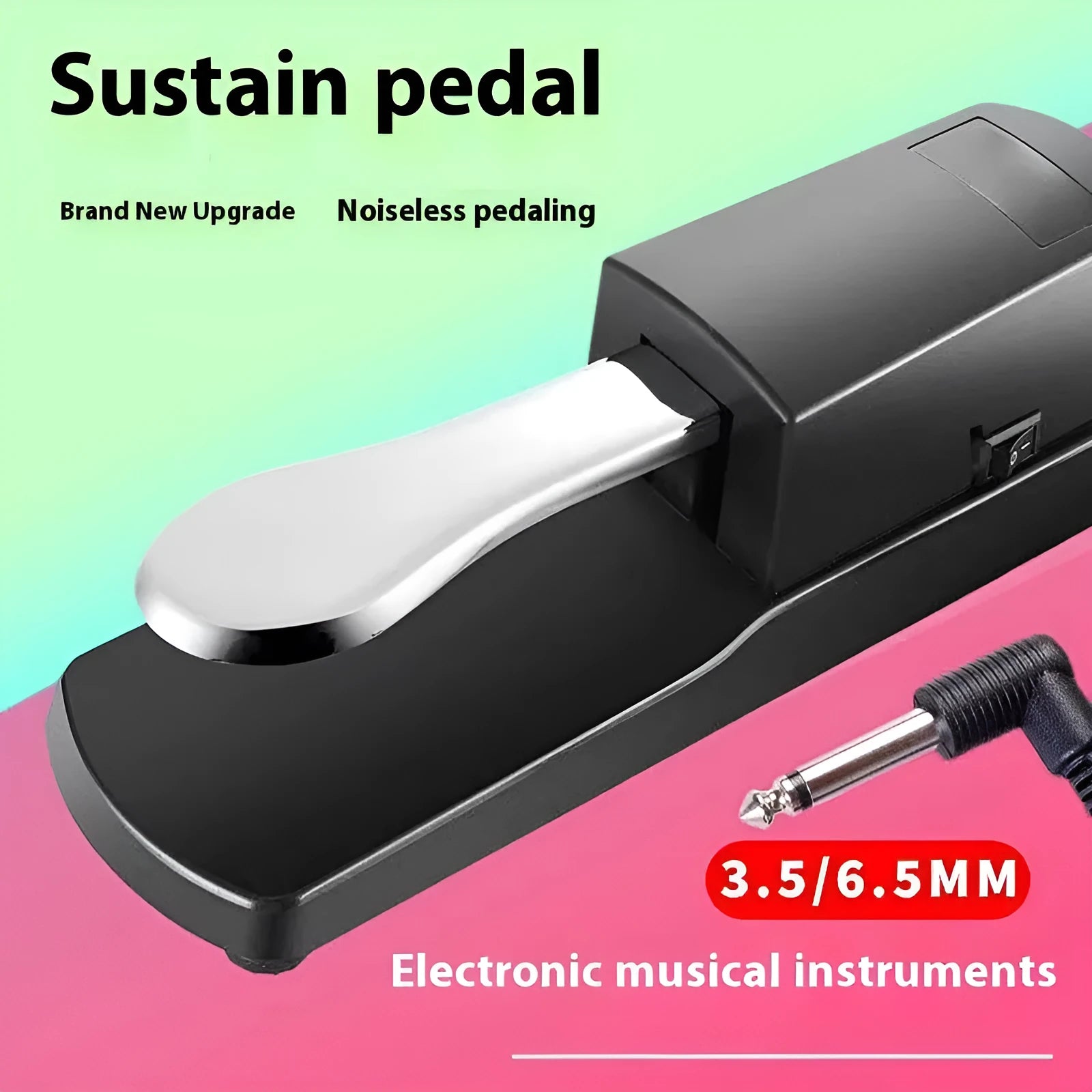 A single black ABS plastic sustain pedal for electronic keyboards on a white background.