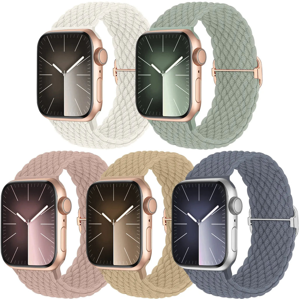 Nylon woven strap with adjustable buckle for Apple Watch, available in black and multiple colours, 38/40/41mm size