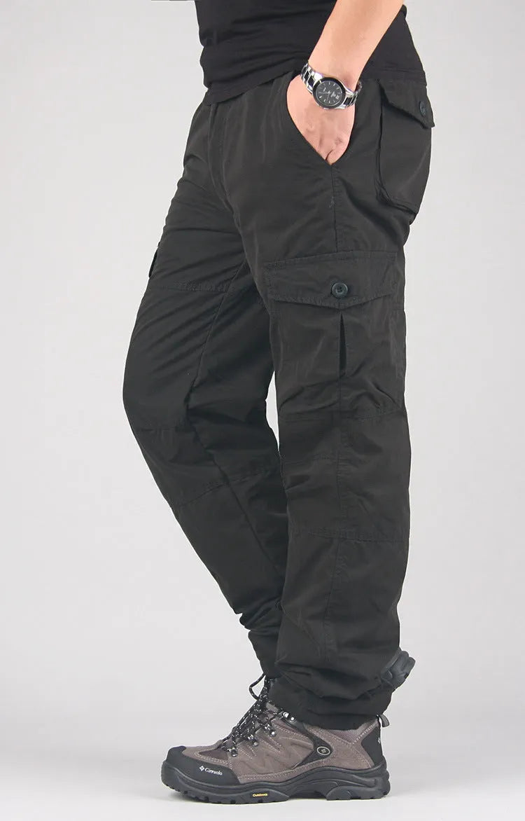 Men's stone washed cotton loose fit overalls with a wool lining shown in army green colour