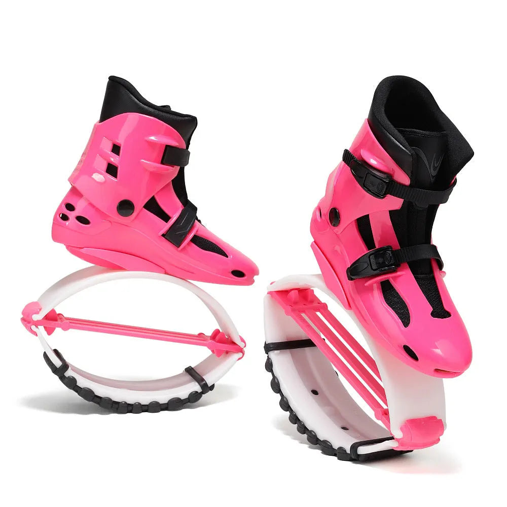 TPU bouncing shoes for sports in multiple colour combinations including pink silver, green silver, and black options